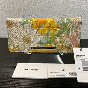 Brahmin Ady DAFFODIL MELBOURNE Slim Leather Floral Pattern Wallet NWT